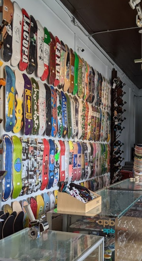An inside image of APB Skateshop store