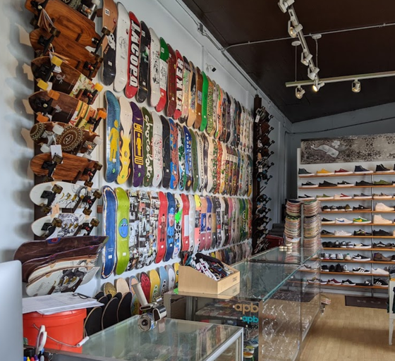 An inside image of APB Skateshop store