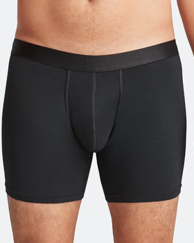 A man wearing a black pair of MeUndies boxers