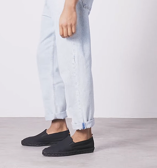 A man wearing Castañer black shoes