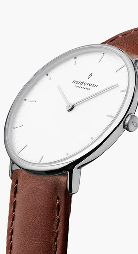 An image of Native Watch with white dial and brown strap