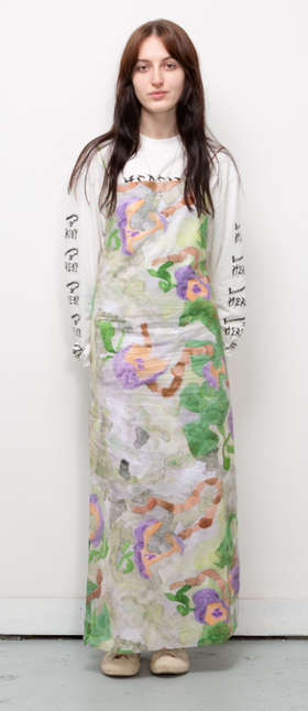 A woman wearing HERESY annelida dress