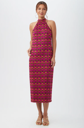A woman wearing Trina Turk multi color giri dress