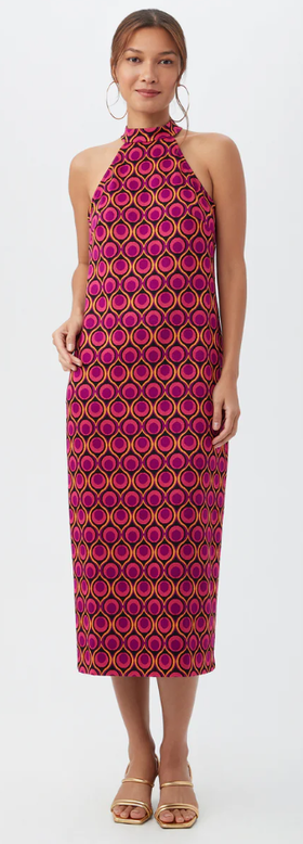 A woman wearing Trina Turk multi color giri dress