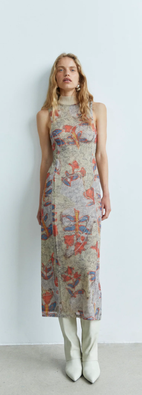 A woman wearing SIR the Label electra rib neck midi dress