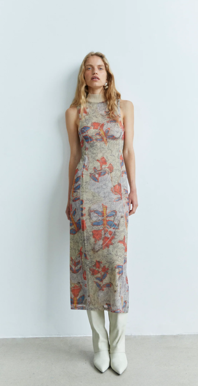 A woman wearing SIR the Label electra rib neck midi dress