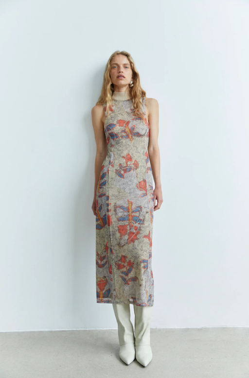 A woman wearing SIR the Label electra rib neck midi dress