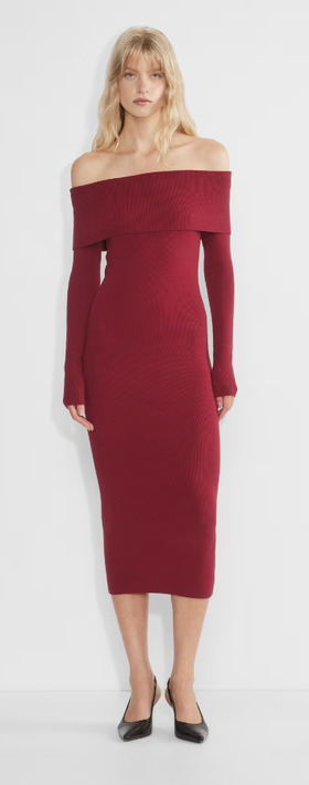 A woman wearing Wilfred red clarion dress