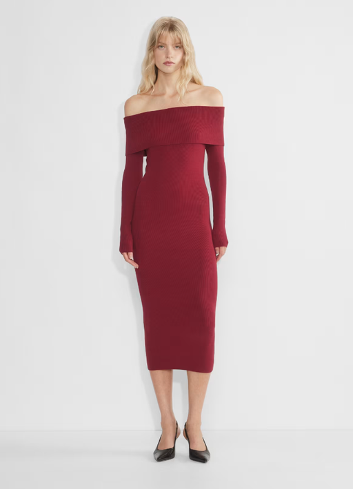 A woman wearing Wilfred red clarion dress