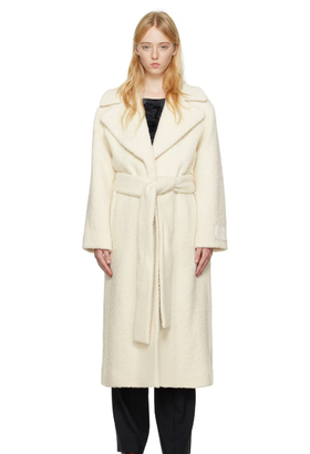 A woman wearing HUGO Womenswear off-white makini coat