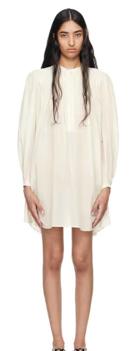 A woman wearing Isabel Marant Etoile off-white danael minidress