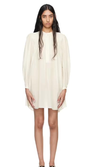 A woman wearing Isabel Marant Etoile off-white danael minidress