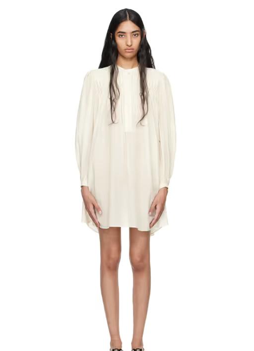 A woman wearing Isabel Marant Etoile off-white danael minidress