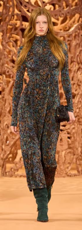 A woman wearing Ulla Johnson blue printed jersey maxi dress