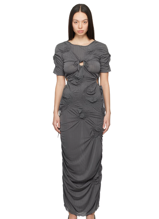 A woman wearing J.Kim gray markiza maxi dress
