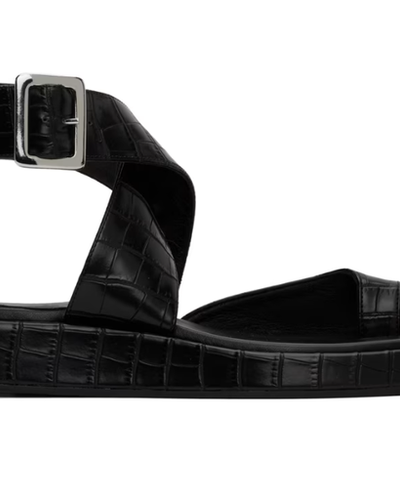 An image of GIABORGHINI black roxanne croc sandals