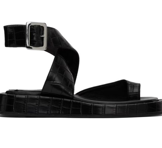 An image of GIABORGHINI black roxanne croc sandals