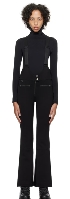 A woman wearing Erin Snow black kris ski pants