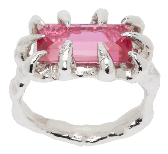 An image of Harlot Hands ssense exclusive silver veil ring