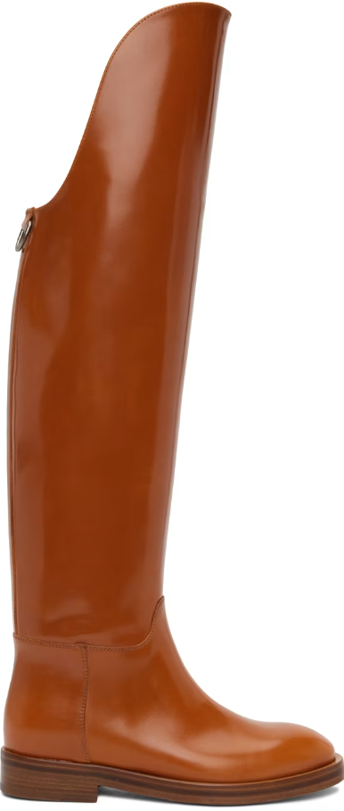 An image of DURAZZI MILANO tan equestrian boots