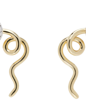 An image of BEA BONGIASCA gold vine pavé earrings