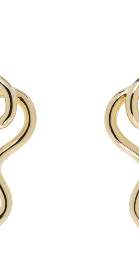 An image of BEA BONGIASCA gold vine pavé earrings