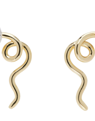 An image of BEA BONGIASCA gold vine pavé earrings