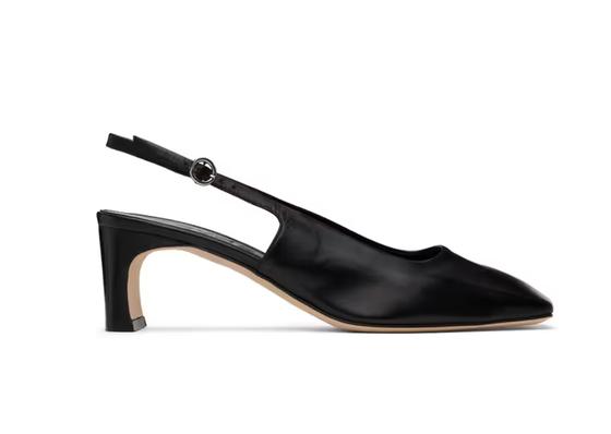 An image of AEYDE black eliza slingback heels