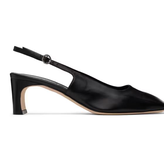 An image of AEYDE black eliza slingback heels