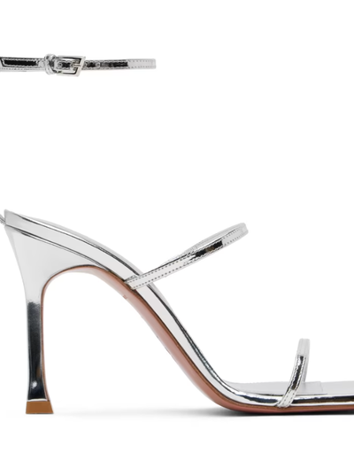 An image of AMINA MUADDI silver maya heeled sandals