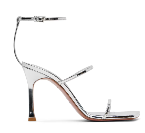 An image of AMINA MUADDI silver maya heeled sandals