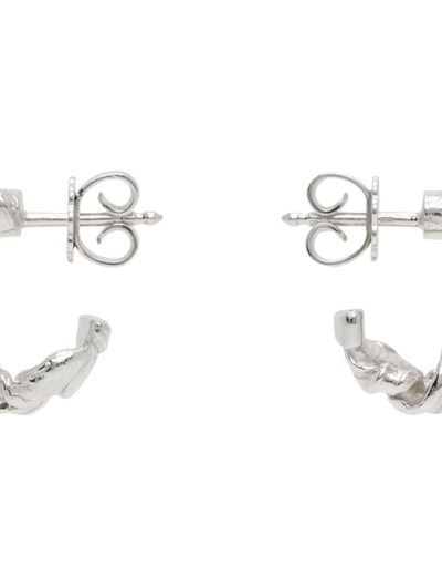 An image of CORALI silver pelagos hoop earrings