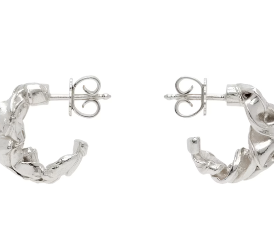 An image of CORALI silver pelagos hoop earrings