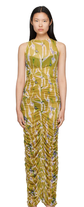 A woman wearing BINYA green lisa maxi dress