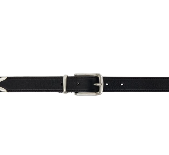 An image of ANDERSON'S black narrow stitch trimmed belt