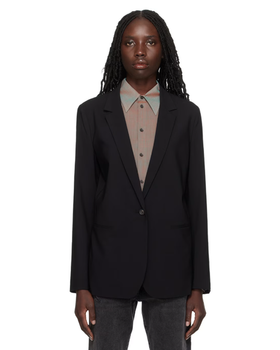 A woman wearing 6397 black perfect blazer