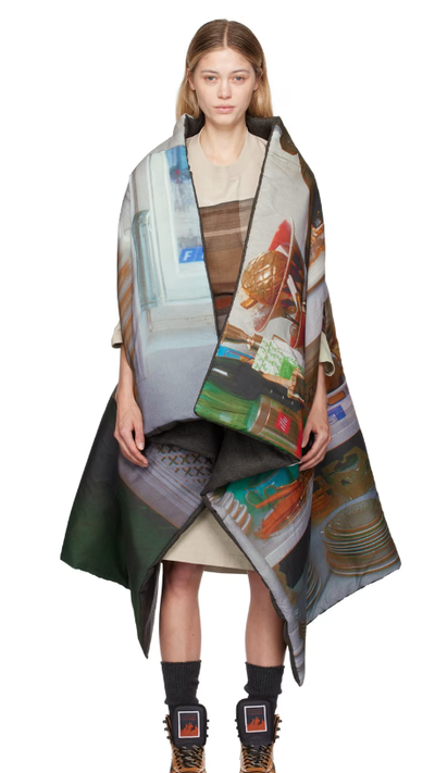 A woman wearing BLESS multicolor nº78 carpetlining puffed coat