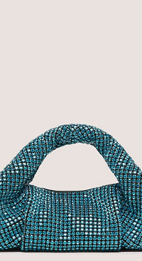 An image of Stuart Weitzman aquamarine moda shine mini tote