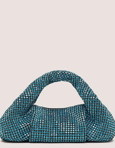 An image of Stuart Weitzman aquamarine moda shine mini tote