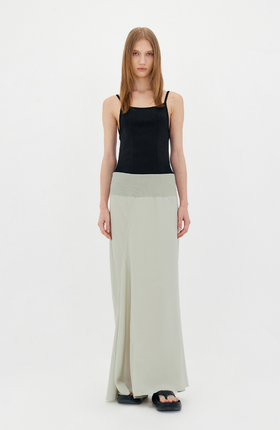 A woman wearing Low Classic contrast mermaid dress - light khaki