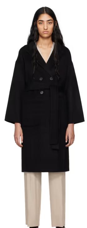 A woman wearing ANINE BING black dylan coat