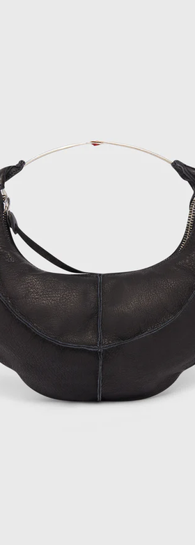 An image of M.A+ small banana bag w/silver ring handle