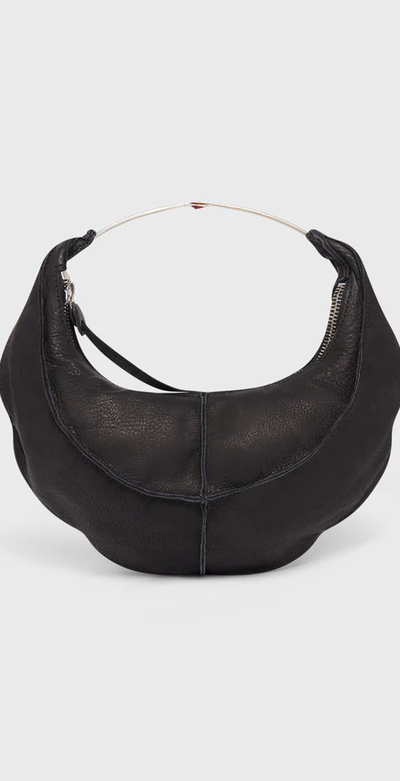 An image of M.A+ small banana bag w/silver ring handle