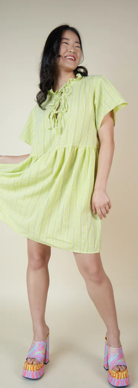 A woman wearing Tamara Malas laura gingham dress