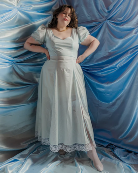 A woman wearing Haus Dahlia florence chemise dress