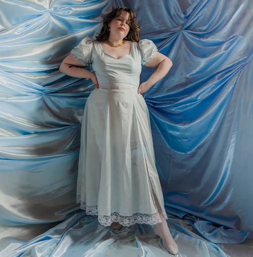 A woman wearing Haus Dahlia florence chemise dress