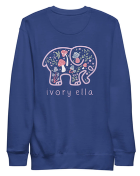 An image of Ivory Ella mushroom forest unisex premium sweatshirt