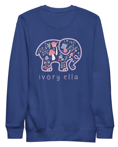 An image of Ivory Ella mushroom forest unisex premium sweatshirt