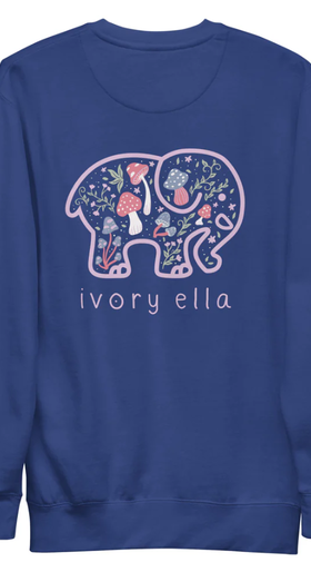 An image of Ivory Ella mushroom forest unisex premium sweatshirt