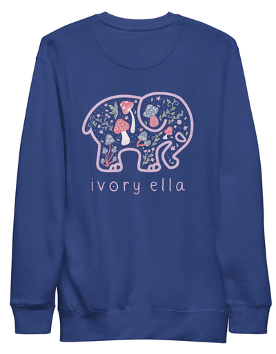 An image of Ivory Ella mushroom forest unisex premium sweatshirt